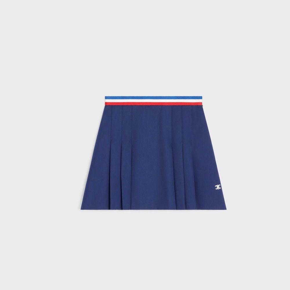 Celine Cotton Gabardine Pleated Skirt